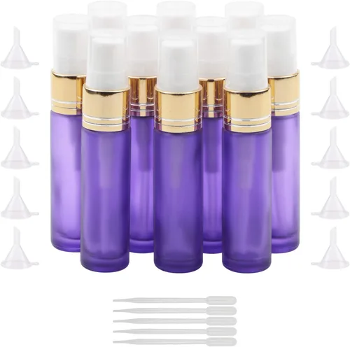 Vista 9 de Ellbest Botella de spray de vidrio recargable de 0.3 fl oz con 5 cuentagotas y 10 embudos, botella de perfume de vidrio pequeña Refillable &