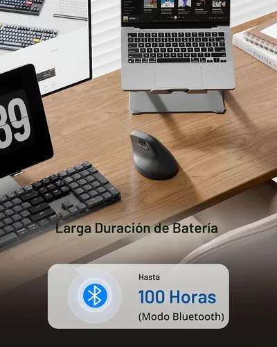 Vista 5 de Keychron Ratón vertical inalámbrico M5 1K con rueda de pulgar, clics