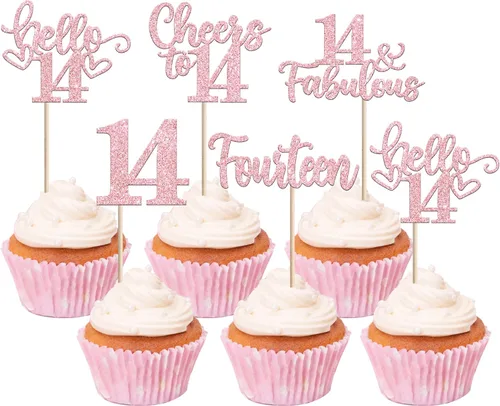 Vista 67 de 30 piezas de adornos para cupcakes de 12 cumpleaños feliz, brillantes doce, hola 12, felicitaciones a 12 años, adornos para cupcakes, 12