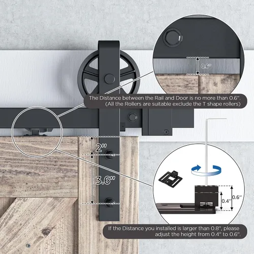 Vista 3 de SMARTSTANDARD Kit de cierre suave para puerta de granero, compatible con puertas simples de 59.9-80 kg, equipado con amortiguador de resorte