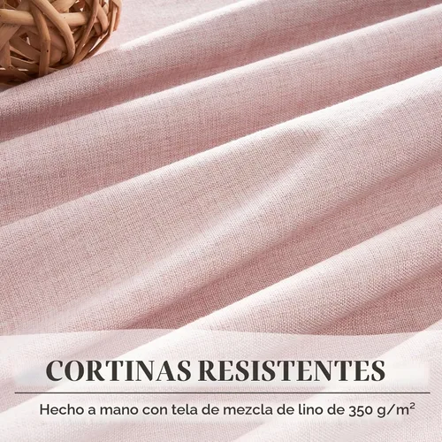 Vista 3 de Cortinas y Drapeados Modernos con Pliegues Pellizco Rosa Bebé de 84 Pulgadas de Largo, Juego de 2 Paneles para Sala de Estar, Cortina de Ventana
