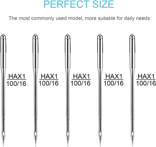 Vista 2 de Agujas para máquina de coser, 10 piezas agujas universales para máquina de coser, compatibles con Singer, Brother, Janome, Varmax, tamaño HAX1 100/16