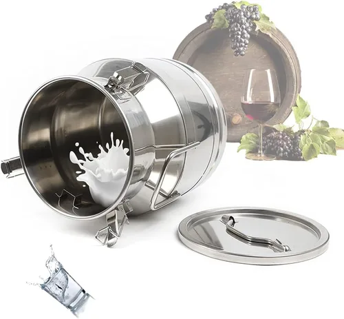 Vista 3 de Lechera de acero inoxidable de 3 galones de 12 litros, olla para lácteos con tapa sellada, cubo resistente 304, recipiente de almacenamiento