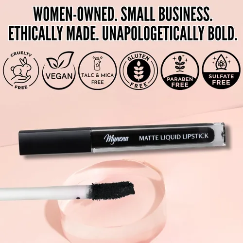 Vista 6 de Mynena Combo de lápiz labial negro azabache de larga duración con delineador de labios Resistente al agua y a prueba de transferencia, cómodo e