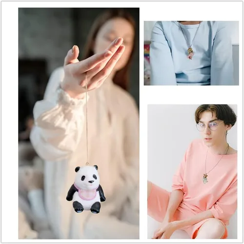 Vista 6 de 3d Panda Necklace Animal Set for Girls and Women, Silver Chain Jewelry Inspired by Cute Panda Corgi Dog Cats, Gift for Pet Lovers