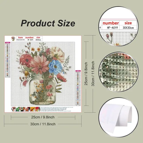 Vista 3 de hill froeistung Kits de Pintura de Diamantes 5D de Flores para Adultos, Arte de Diamantes en Vasos para Principiantes, Pintura de Arte de Diamantes