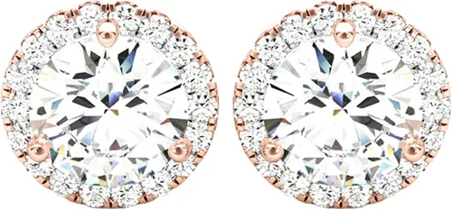Vista 9 de Houston Diamond District Aretes de halo de diamantes cultivados en Platinado