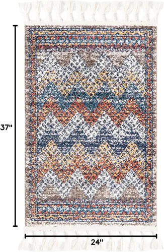 Vista 2 de Unique Loom Colección Aramis - Alfombra Stella (rectangular 2' 0" x 3' 1", Multi/Azul)