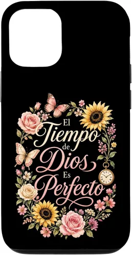 Vista 31 de Fe Cristiana El Tiempo De Dios ES Perfecto Floral Wreath Case for iPhone 16