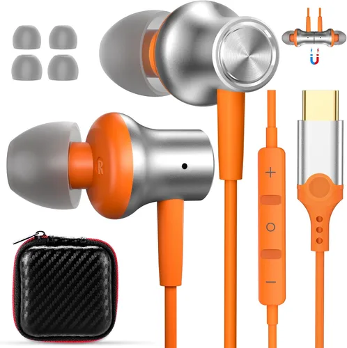 Vista 10 de Auriculares USB C para iPhone 17 Pro Max 16 15 17e 16e Auriculares magnéticos con cable para Samsung S26 Ultra S25 FE S23 A17 A36 Auriculares