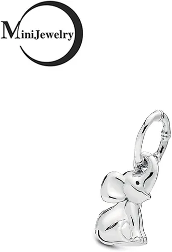 Vista 2 de MiniJewelry Dijes de plata de ley para mujeres y niñas elefante tortuga cerdo para pulseras de zoológico koala oso erizo dinosaurio búho Plata