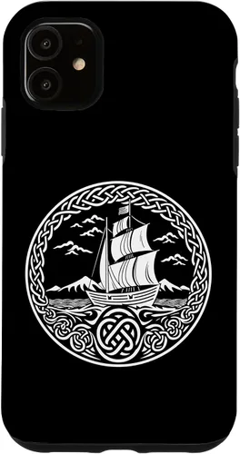 Vista 8 de Funda para iPhone 11 Pro Max Ship Sailing de mitología nórdica con nudos celtas