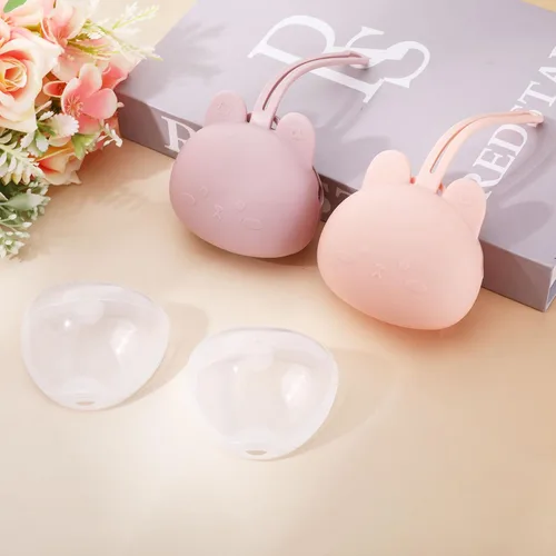 Vista 6 de Juego de 4 fundas para chupetes, 2 bolsas portátiles de silicona con correa suave y 2 cajas de almacenamiento transparentes para bolsa de pañales