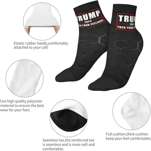 Vista 5 de GDJF Trump 2024 Fuck Your Feelings Ankle Socks Winter Low Cut Sports Warm Comfort Breathable Casual Socks For Mens And Womens (1)