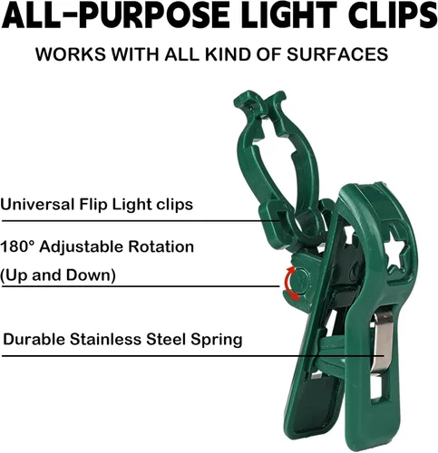 Vista 4 de Dazzle Bright C9 - Guirnalda de luces de Navidad, 100 luces LED de 66 pies, impermeables, conectables, con 100 clips de resorte, temporizador