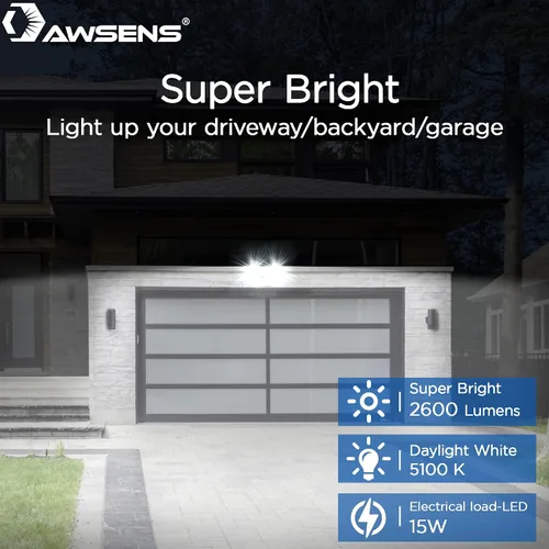 Vista 6 de Focos de seguridad LED de 30W con sensor de movimiento al aire libre, 180 grados, 2600 lm, 5100 K, resistente al agua ETL, foco detector