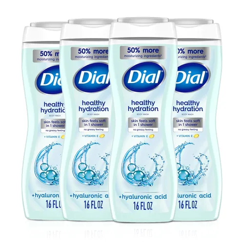 Vista 14 de Dial Gel de Ducha, Hidratación Saludable, Leche de Coco + Vitamina E, 16 onzas líquidas (Paquete de 4), Suave, Deja la Piel Suave en 1 Ducha