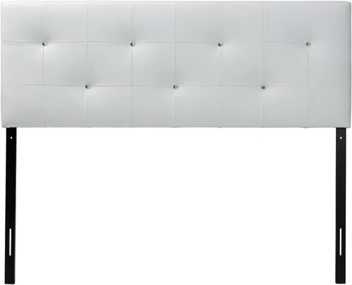 Vista 6 de Baxton Studio Dalini cabecera para interiores con botones de cristal de imitación, Vinilo, Negro