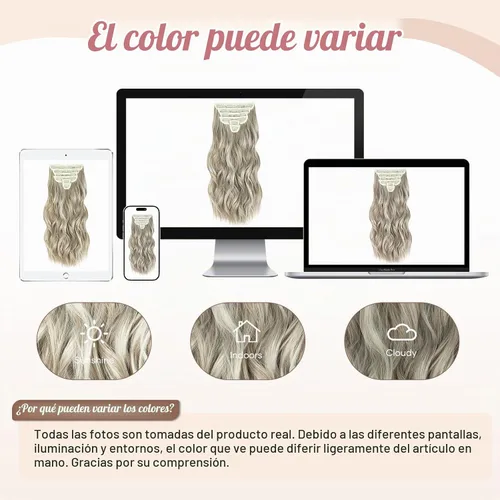 Vista 9 de Fliace Extensiones de cabello con clip, 6 piezas de extensiones onduladas, cabello espeso rubio ceniza, extensiones de cabello que se mezclan bien