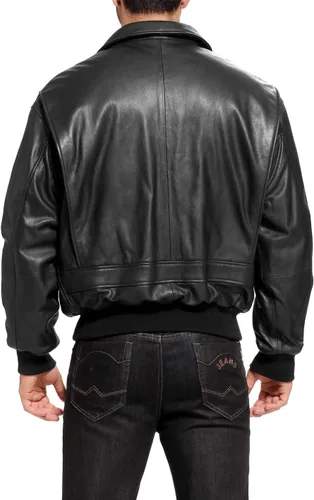 Vista 5 de Landing Leathers Chaqueta bomber de cuero de cabra G-1 azul marino para hombre (también disponible en tallas grandes y altas)