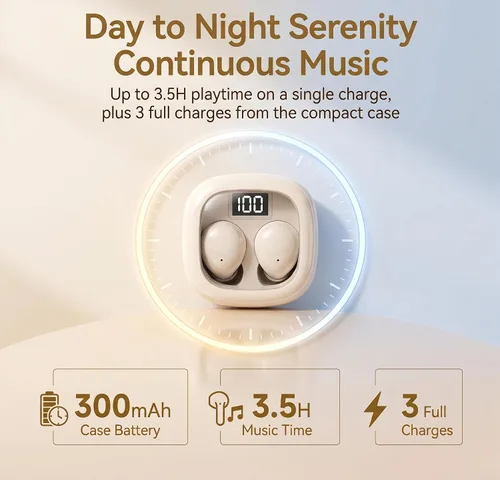 Vista 5 de Audífonos invisibles para dormir de lado, mini auriculares inalámbricos Bluetooth ultra pequeños, ajuste de presión cero, bloqueo de ruido
