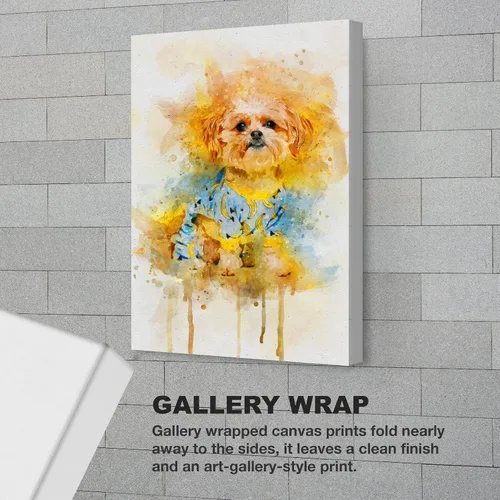 Vista 3 de Awesometik Retrato personalizado de perro en acuarela - Impresión en lienzo para mamá de perro