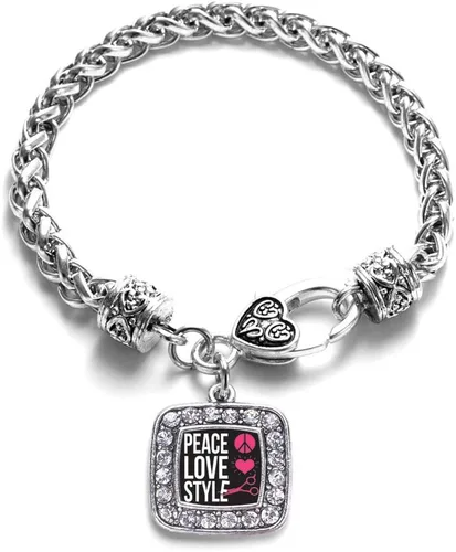 Vista 248 de Pulsera de dijes cuadrados de plata con joyería de circonita cúbica