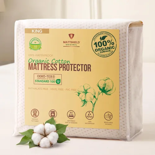 Vista 14 de Protector de Colchón Orgánico Impermeable Individual – Parte Superior de Algodón Orgánico Suave – Cubierta Silenciosa y Transpirable de 250 GSM
