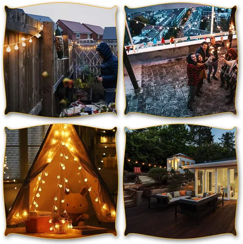 Vista 6 de Cadena de luces de globo con pilas, 16 pies, impermeable, 30 LED, 8 modos, tira de luces para exteriores, tira de luces de bola de cristal