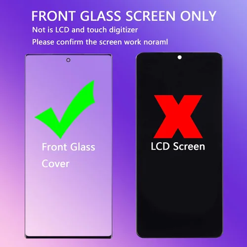 Vista 2 de Para Samsung Galaxy Note 10 Plus Kit de reparación de vidrio frontal Reemplazo de pantalla 6.8 pulgadas Pantalla exterior de vidrio incl Adhesivo