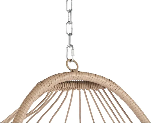 Vista 4 de Jardín al aire libre Rattan Huevo Swing Silla Colgante Silla Madera+Cojín Rojo