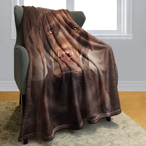 Vista 2 de HommomH Manta de laboratorio de chocolate, estampado de perro labrador marrón, manta de forro polar suave y esponjoso, 40 x 50 pulgadas