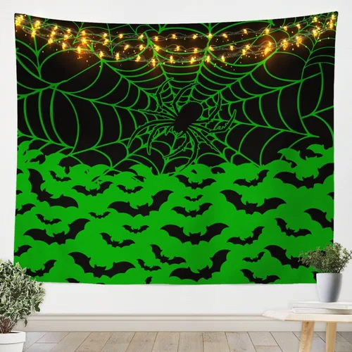 Vista 15 de Feelyou Halloween Wall Art for Bedroom Living Room Cartoon Ghost Tapestry Decoration for Kids Boys Girls Red Tapestry Wall Hanging Ghost Festival
