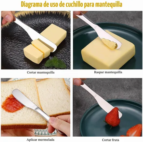Vista 6 de Homquen Cuchillo de mantequilla de acero inoxidable, esparcidor de mantequilla, cuchillos de mantequilla, cuchillo esparcidor de mantequilla