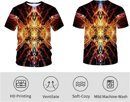 Vista 3 de Srcnhim Abstract Cool Psychedelic Galaxy 3D T-Shirt Nebula Graphic Colorful T-Shirt for Men Summer T-Shirt