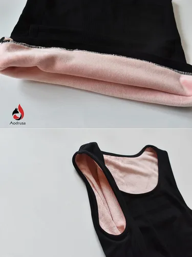 Vista 4 de Aodrusa Ropa interior de algodón con forro polar térmico para mujer, camiseta sin mangas