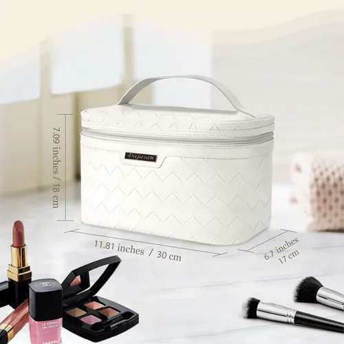 Vista 3 de Dajasan Joyero grande de 3 capas + bolsa de maquillaje de gran capacidad