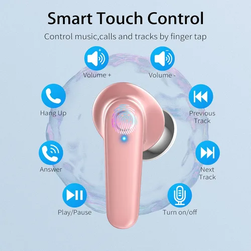 Vista 4 de Redpepper Auriculares inalámbricos Bluetooth 5.3 60H de tiempo de uso Auriculares con graves profundos y llamada clara con micrófono incorporado Rosa