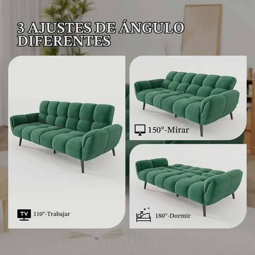 Vista 4 de HIPIHOM Sofá cama futón convertible de 76.77 pulgadas, moderno sofá futón de lino, cómodo sofá cama con respaldo ajustable, sofá cama para espacios
