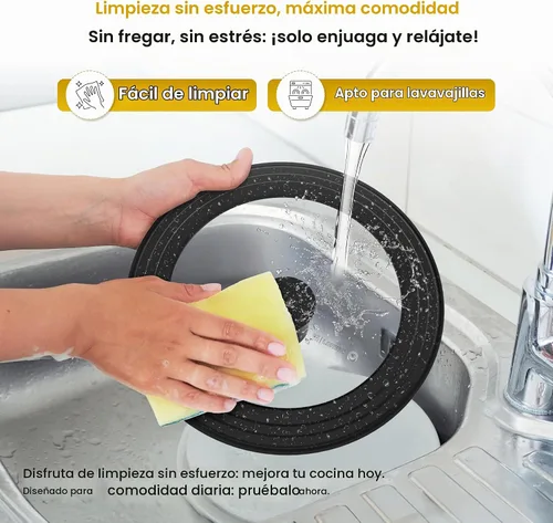 Vista 8 de Tapa universal para ollas y sartenes de 7.5 a 11.5 pulgadas, juego de tapas de vidrio templado con borde de silicona de tamaño automático, 2 Negro