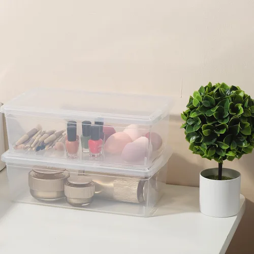 Vista 6 de Caja de almacenamiento con pestillo de 6 cuartos de galón, contenedores de almacenamiento transparentes de plástico con tapas apilables