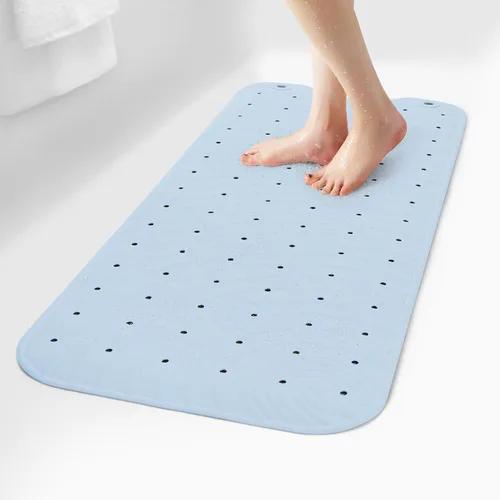 Vista 8 de Alfombra de Goma Extra Larga para Bañera, Alfombra Antideslizante para Ducha y Bañera, 39x16 Pulgadas, Alfombra de Piso para Bañera con Ventosas