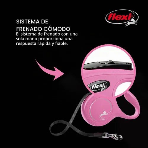 Vista 4 de FLEXI® Classic XS Correa retráctil para perro, agarre de 3 dedos, 10 pies, color rosa