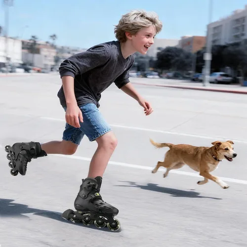 Vista 7 de Patines en línea para niños y niñas con ruedas iluminadas, tamaño ajustable, adecuado para principiantes, patines para mujeres, niñas y adultos