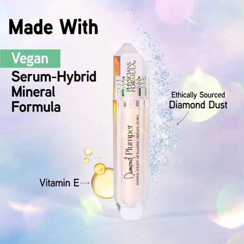 Vista 5 de Physicians Formula Mineral Wear Diamond Lip Plumper Gloss, dermatológicamente probado, diamante de bayas brillantes