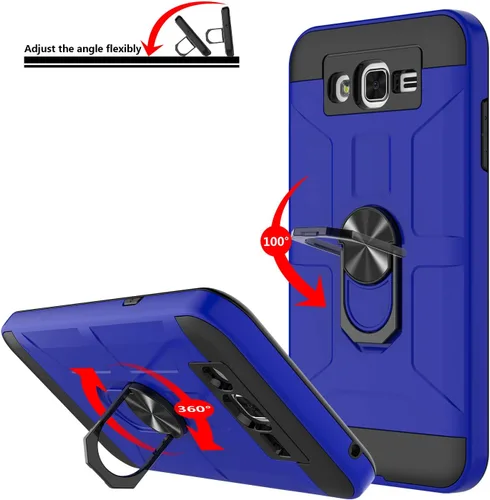 Vista 6 de Jeylly Galaxy J7 - Funda con soporte, color azul Compatible with Magnetic Car Mount, 2 X Screen Protector included, Military Grade Impact