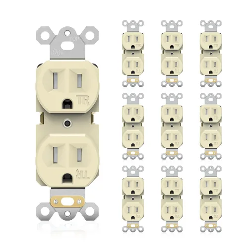 Vista 12 de Toma eléctrica dúplex 15A 125V TR, 2 polos 3 cables, listado UL, 10 Negro