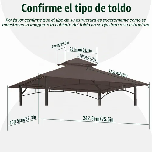 Vista 4 de OLILAWN Toldo de repuesto para kiosco de parrilla, 5 x 8 pies, cubierta superior para kiosco de barbacoa al aire libre, cubierta de refugio