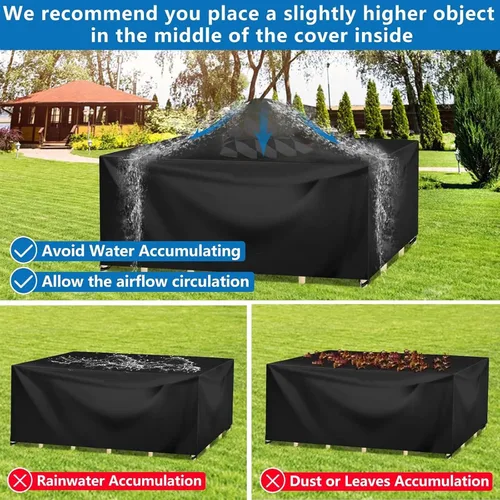 Vista 6 de Funda para mesa de exterior, fundas impermeables para muebles de patio, funda rectangular 420D para sofá de exterior, fundas de patio para sofá