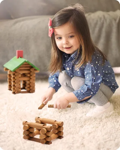 Vista 5 de SainSmart Jr. Juego de 300 piezas de cabaña de troncos de madera, juguete de construcción de casa para niños pequeños, kit de construcción clásico